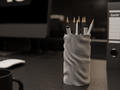 Wave Texture Desk Organizer – Modern Minimal 3D Printed Pen Holder