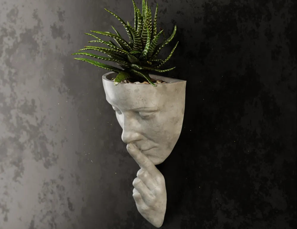 7Art 3D Silent Face Wall Planter – Modern Sculptural Hanging Pot