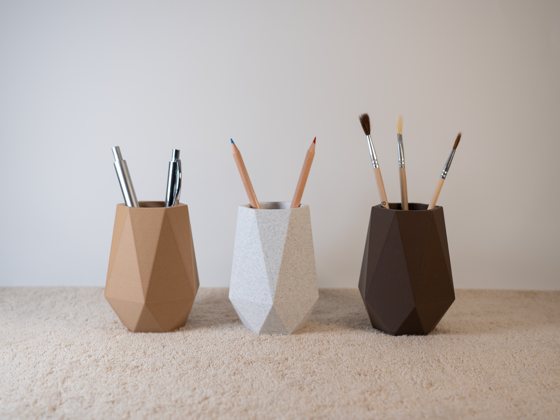 Minimal Geometric Wooden Pencil Holder – Modern Desk Organizer for Home & Office