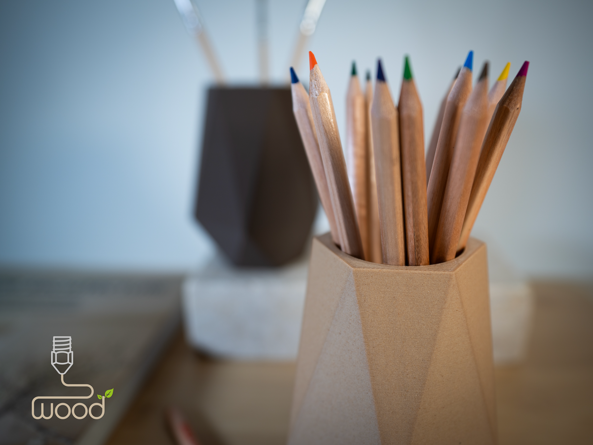 Minimal Geometric Wooden Pencil Holder – Modern Desk Organizer for Home & Office