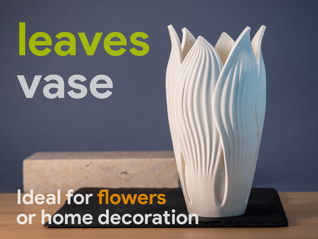 Sevenart3D Leaves Design Vase – Modern Decorative Flower Vase for Home Décor