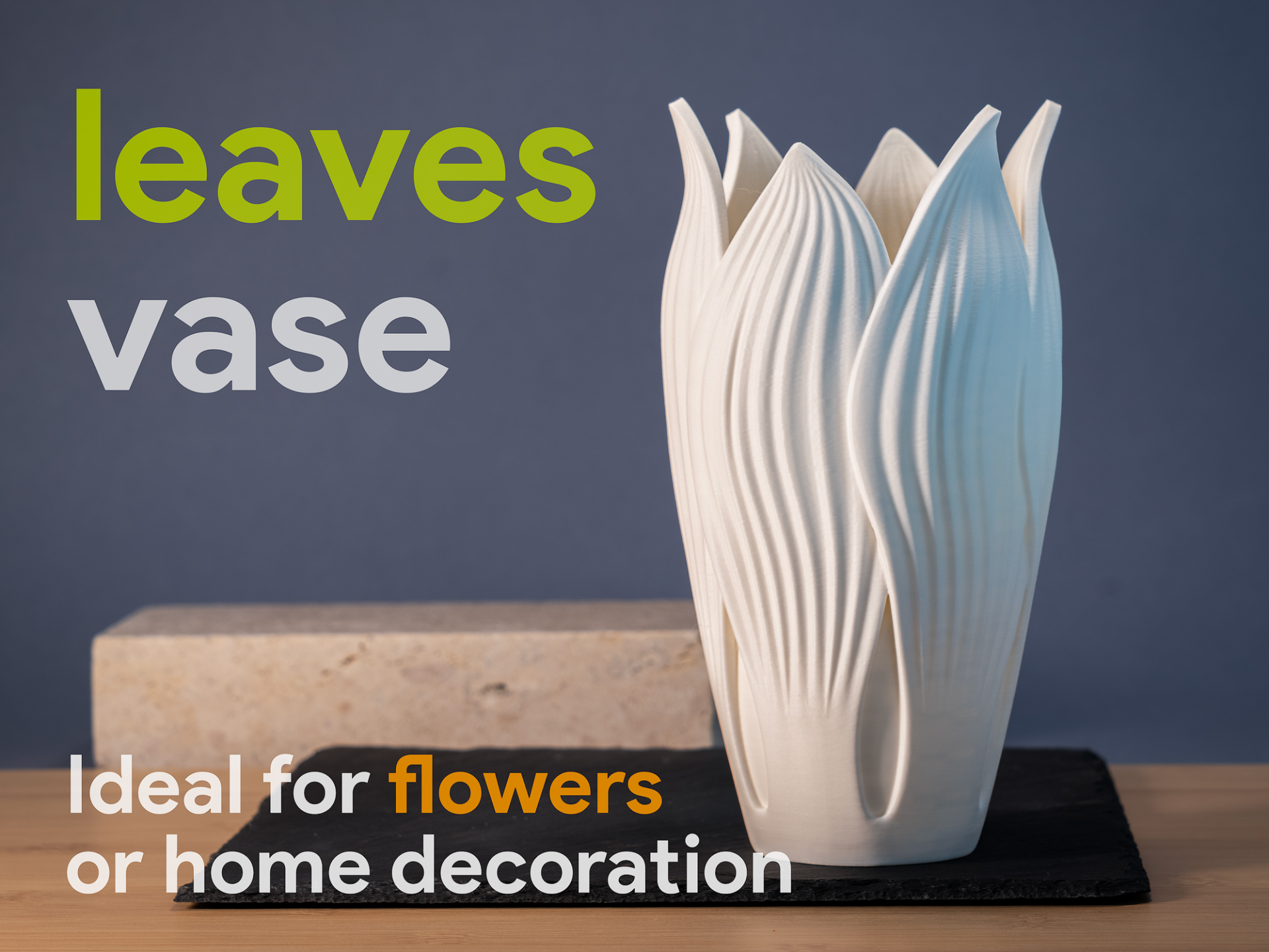 Sevenart3D Leaves Design Vase – Modern Decorative Flower Vase for Home Décor