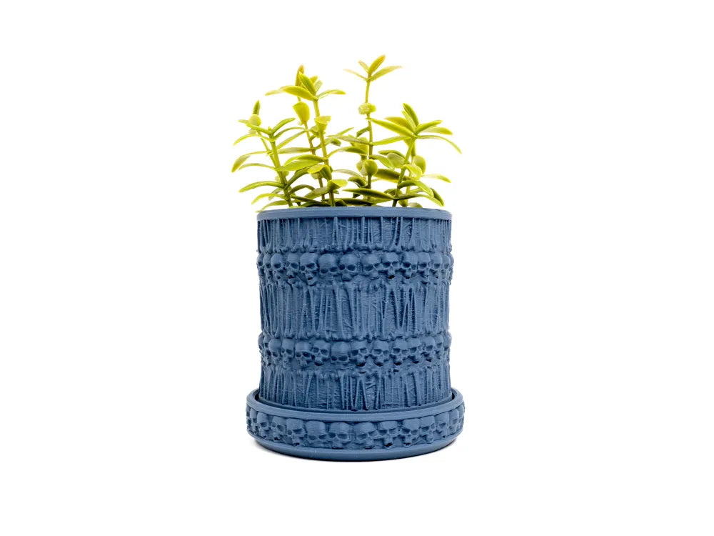 7Art 3D Textured Cylindrical Plant Pot with Tray – Modern Decorative Succulent Planter