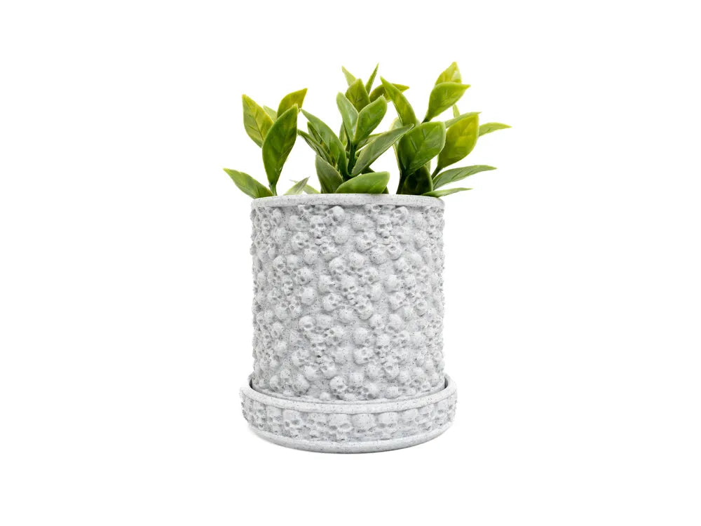7Art 3D Textured Cylindrical Plant Pot with Tray – Modern Decorative Succulent Planter