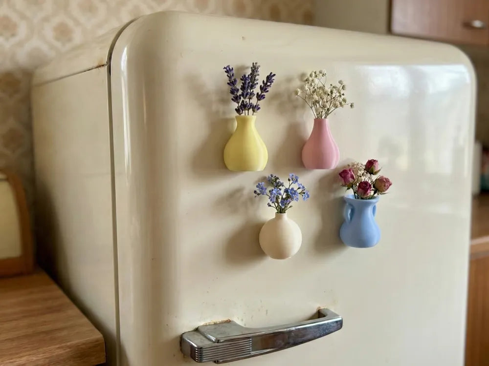 7ART 3D – Mini Magnetic Flower Vase Set (Pastel Collection)