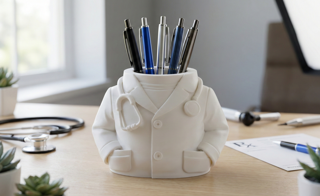 Doctor Coat Pen Holder – Creative Medical Desk Organizer (3D Printed)
