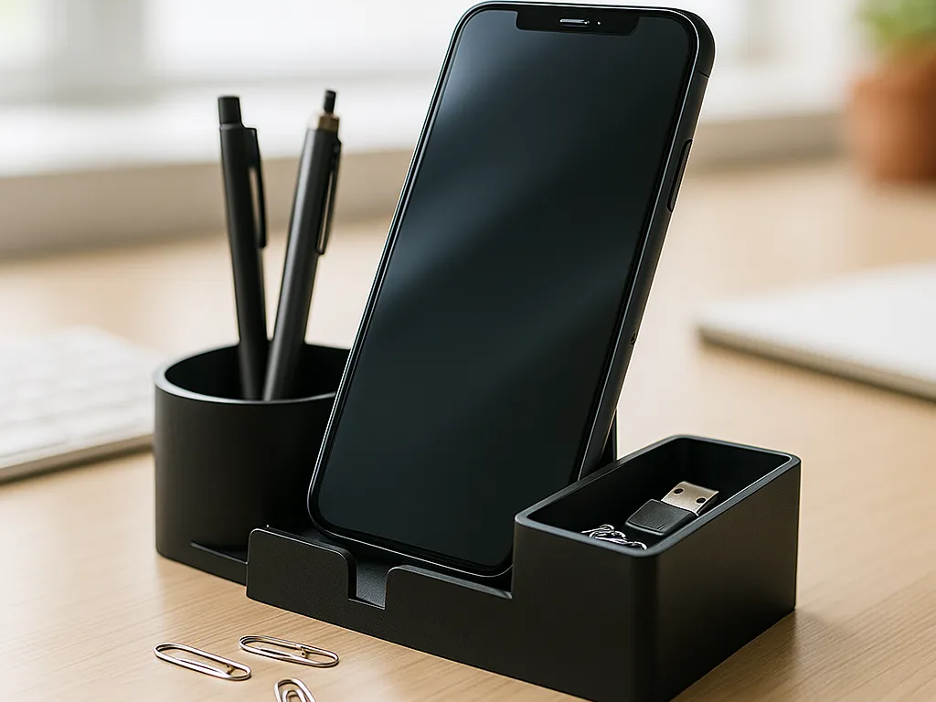 Minimalist 3-in-1 Desk Organizer with Phone Stand – Modern Office Dock