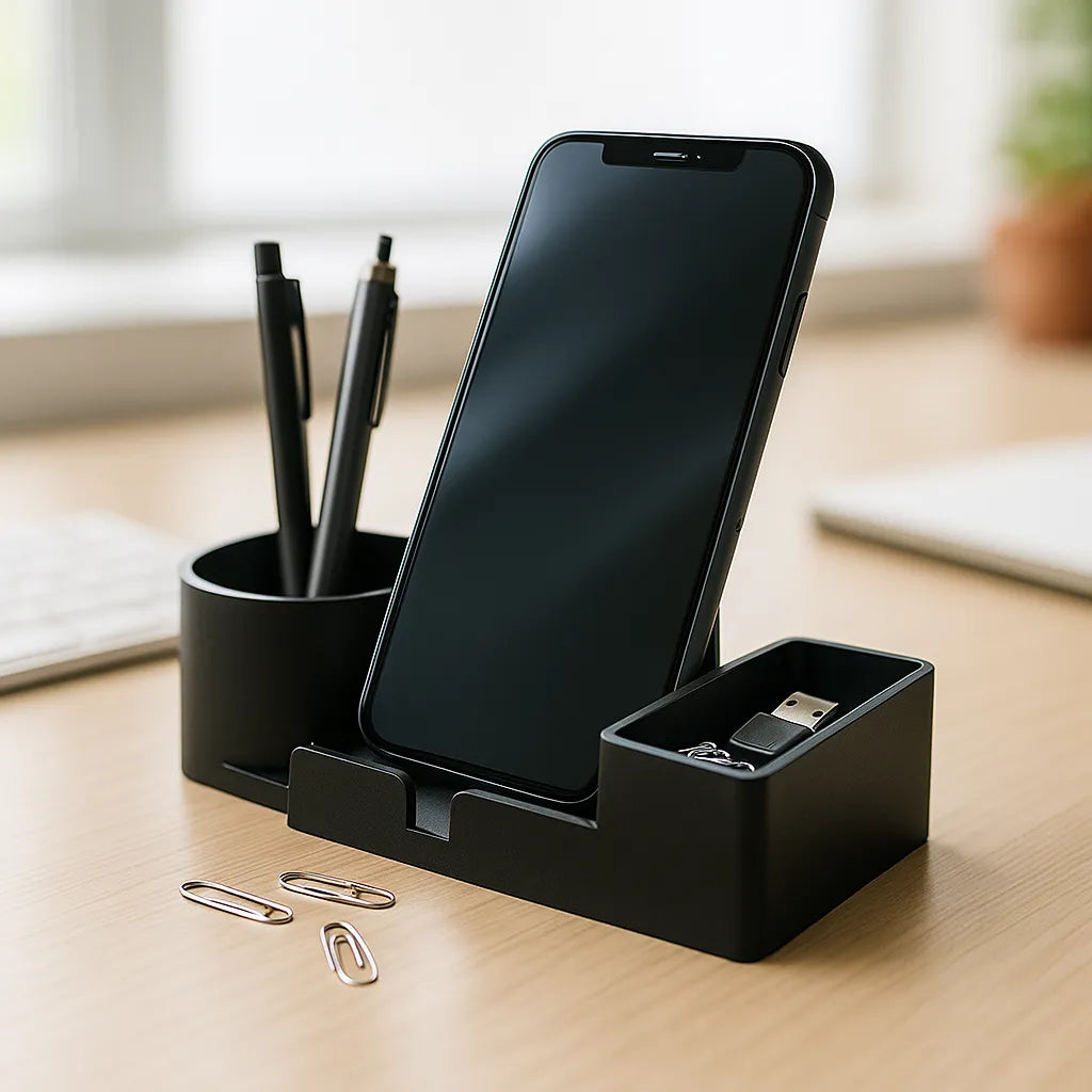 Minimalist 3-in-1 Desk Organizer with Phone Stand – Modern Office Dock