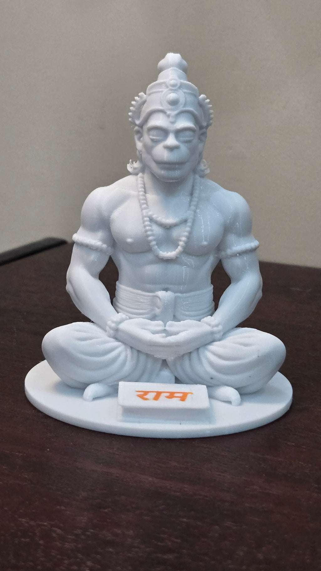 Meditating Lord Hanuman Statue – 3D Printed Hanuman Idol with Ram Naam for Home Temple, Spiritual Decor & Meditation