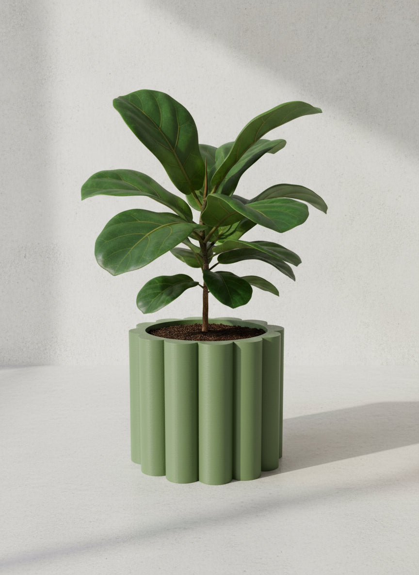 Modern Fluted Planter Pot – Minimalist Indoor Plant Holder