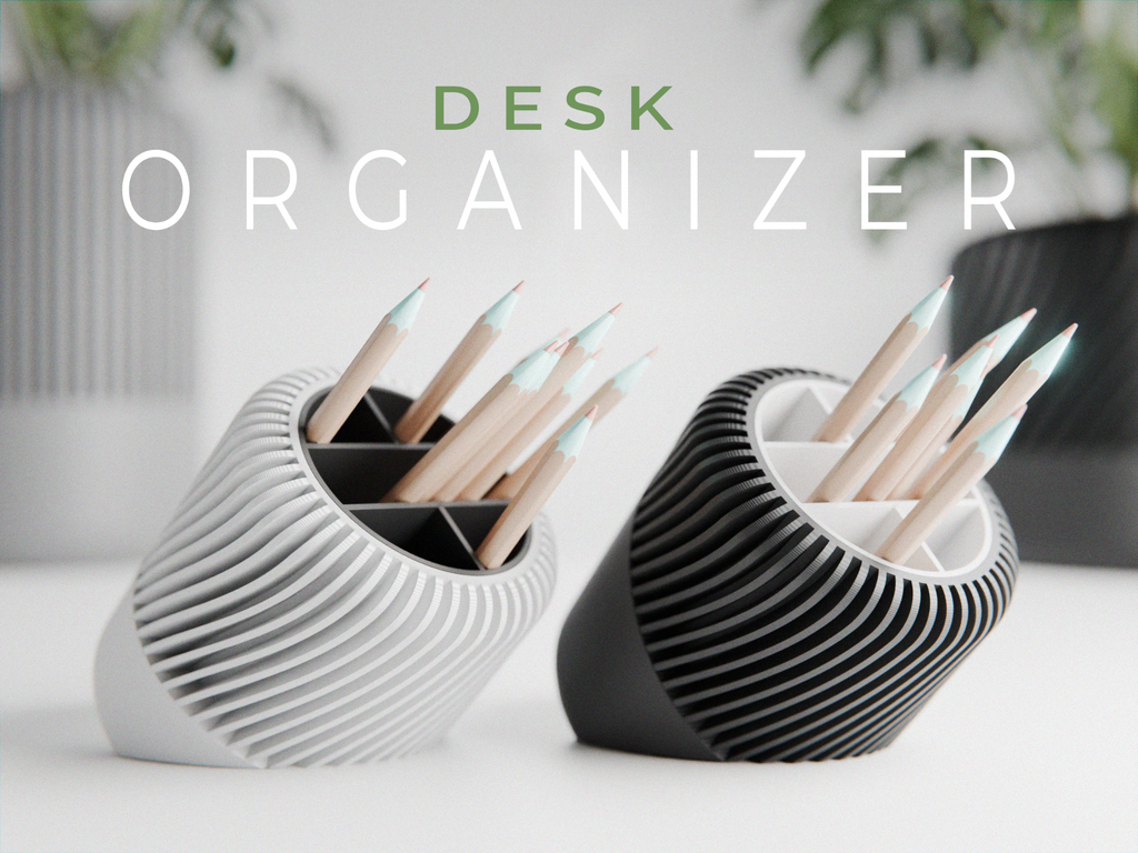 Modern Ribbed Desk Organizer – Minimal Japandi Style Pen & Stationery Holder