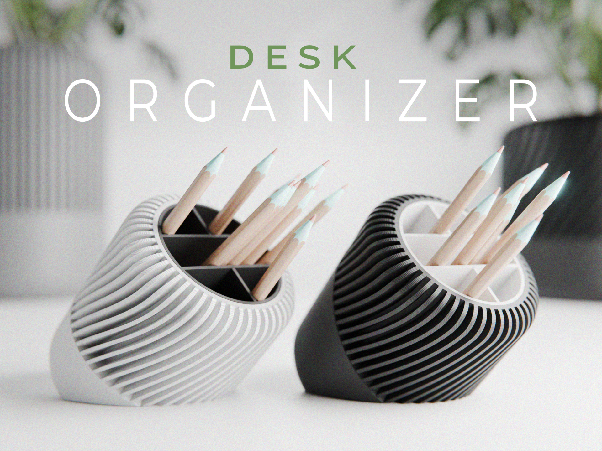 Modern Ribbed Desk Organizer – Minimal Japandi Style Pen & Stationery Holder