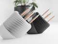 Modern Ribbed Desk Organizer – Minimal Japandi Style Pen & Stationery Holder