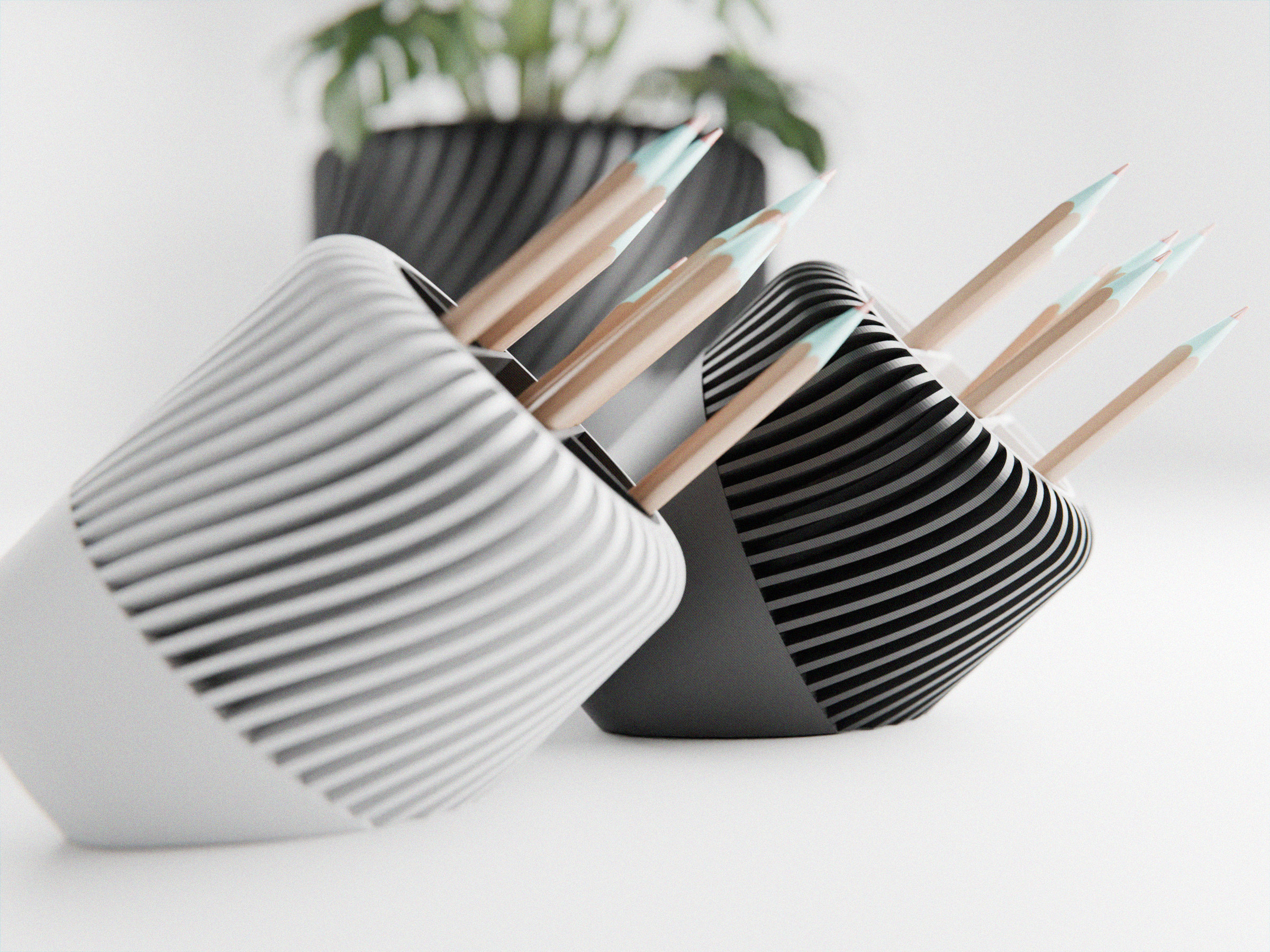 Modern Ribbed Desk Organizer – Minimal Japandi Style Pen & Stationery Holder