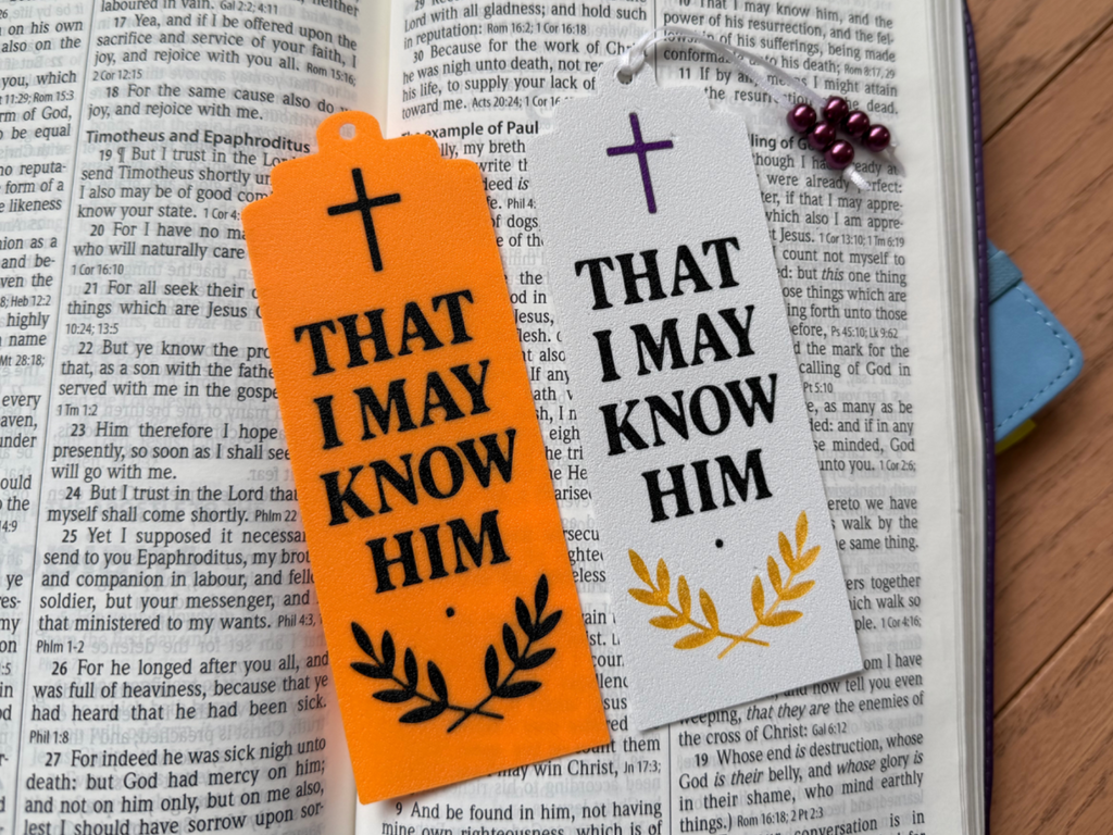 Christian Bible Bookmark – “That I May Know Him” Cross Design Bookmark with Beads | Inspirational Religious Gift