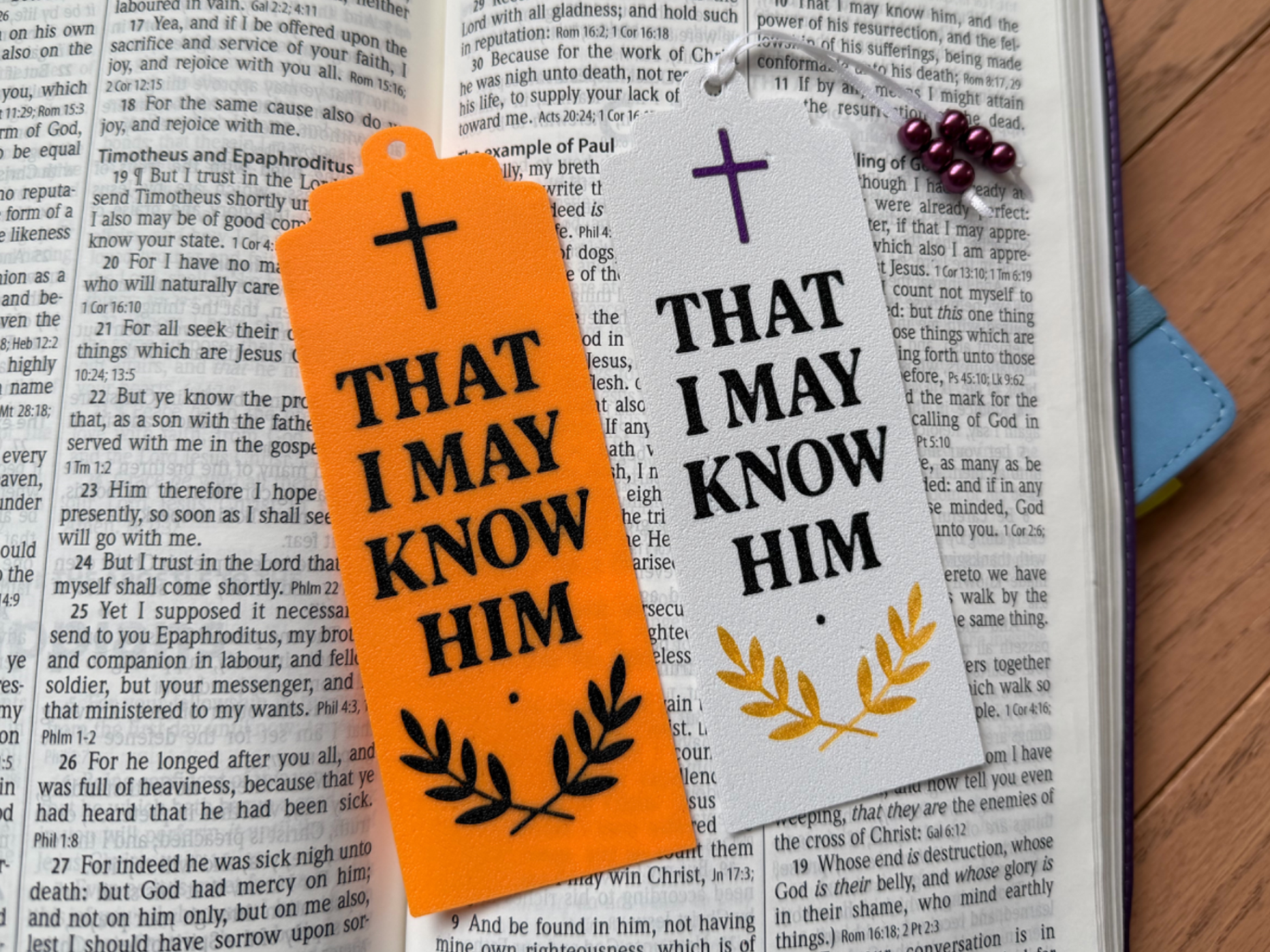 Christian Bible Bookmark – “That I May Know Him” Cross Design Bookmark with Beads | Inspirational Religious Gift