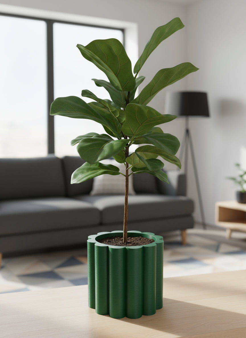 Modern Fluted Planter Pot – Minimalist Indoor Plant Holder