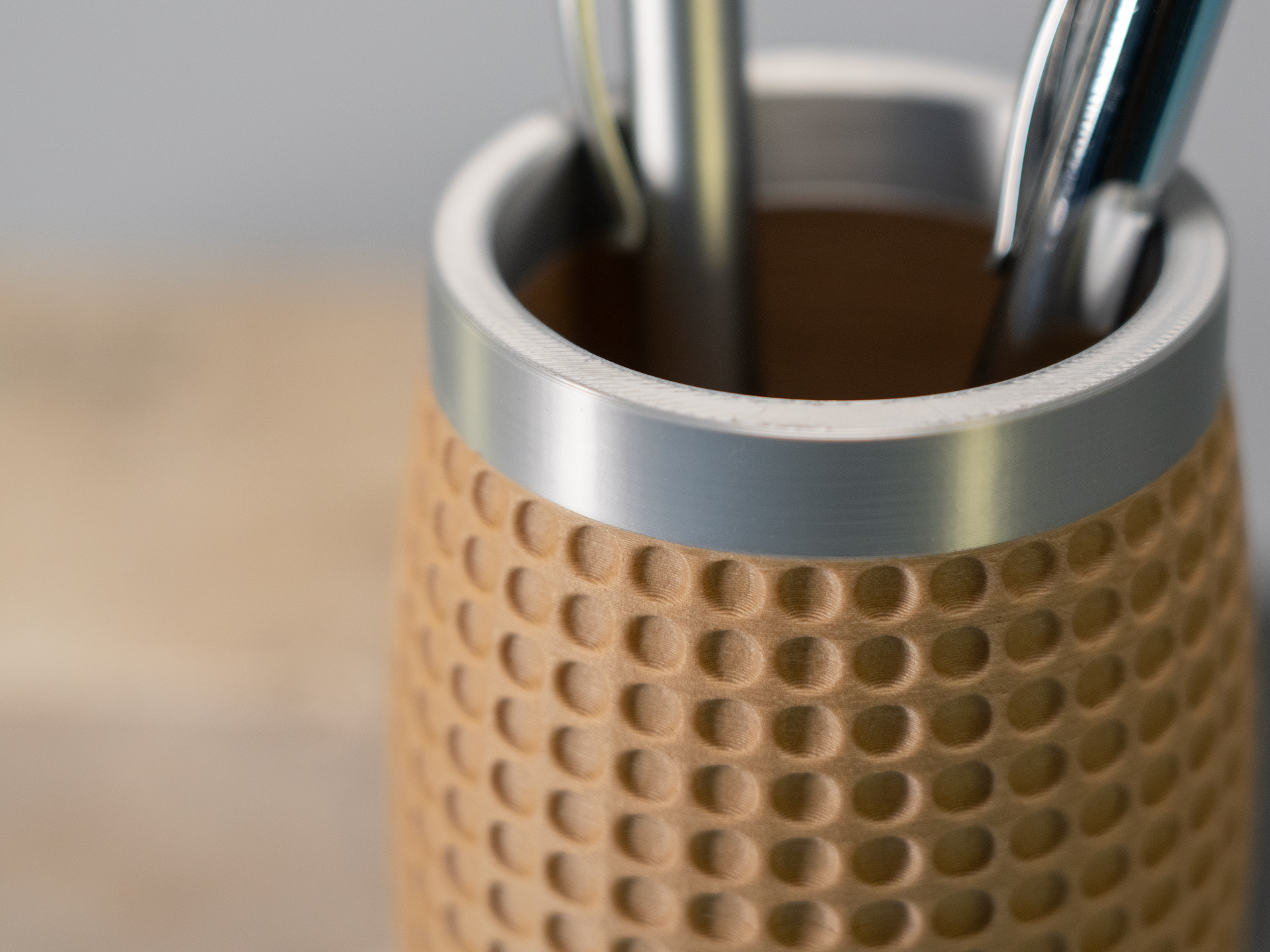 Wood & Metal Luxury Pencil Holder – Modern Executive Desk Organizer
