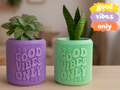 Sevenart3D “Good Vibes Only” Purple Planter Pot – Modern Decorative Indoor Plant Holder