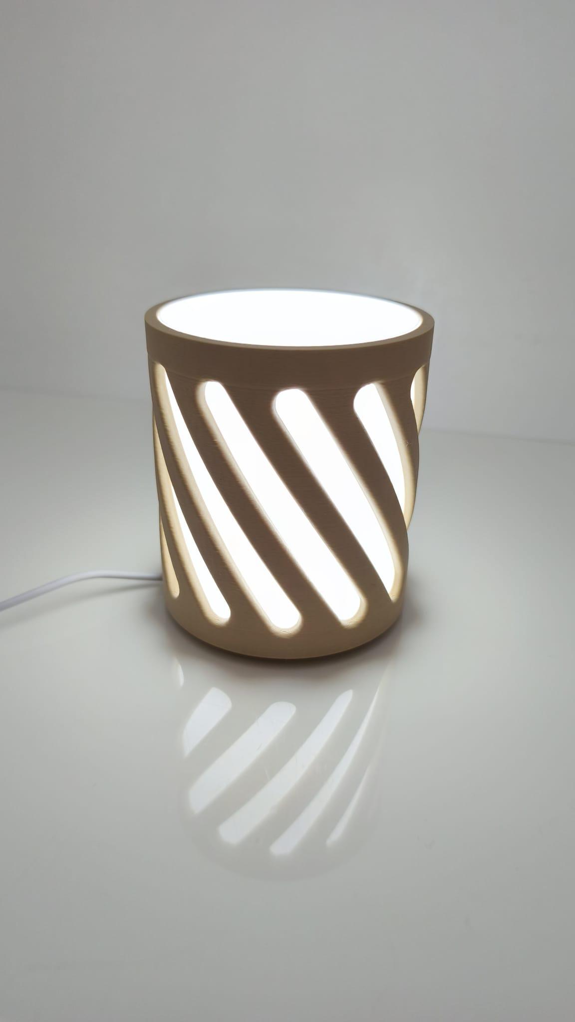 Modern Spiral Cut LED Table Lamp – Minimalist Warm Glow Bedside Light