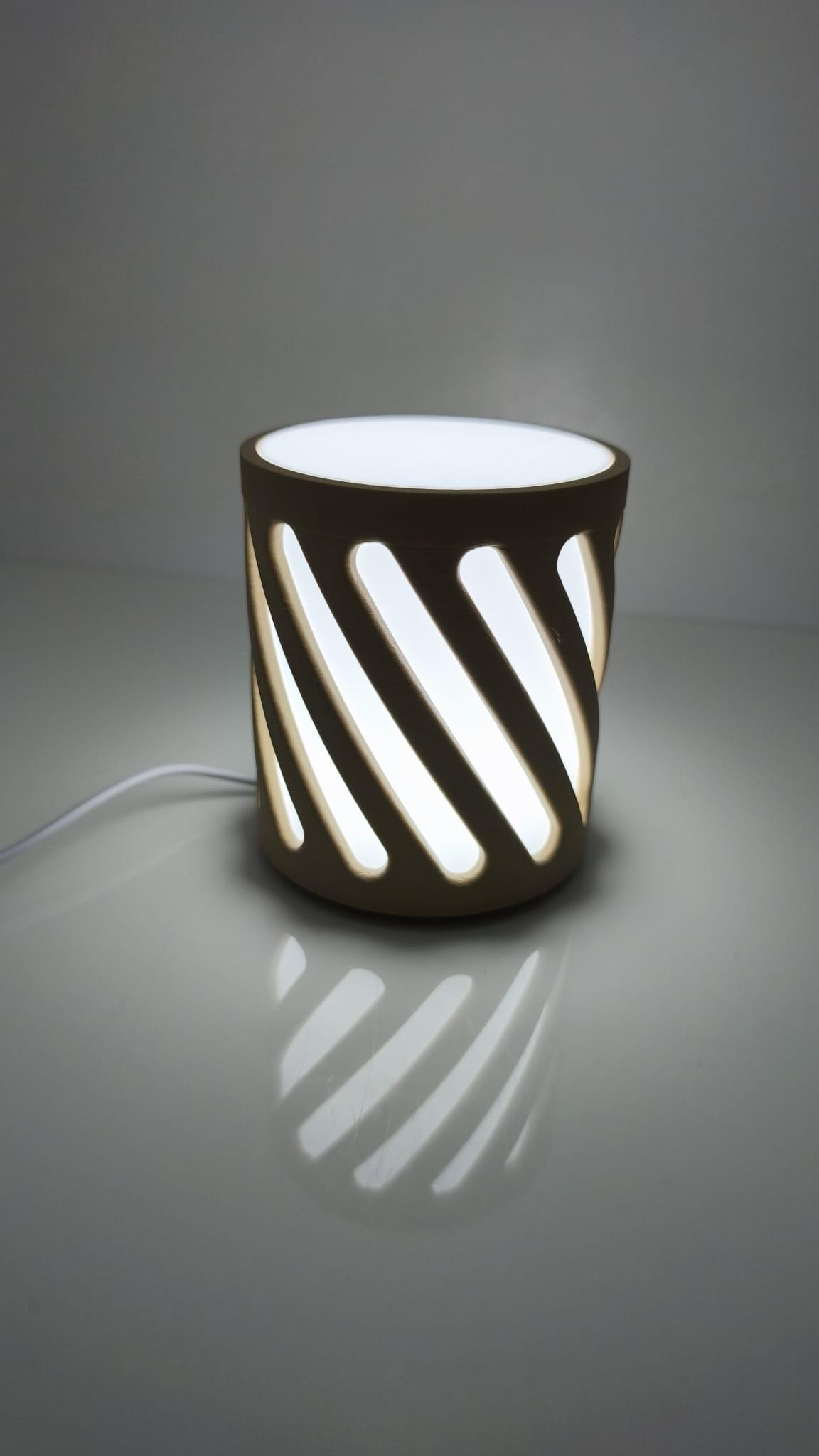 Modern Spiral Cut LED Table Lamp – Minimalist Warm Glow Bedside Light