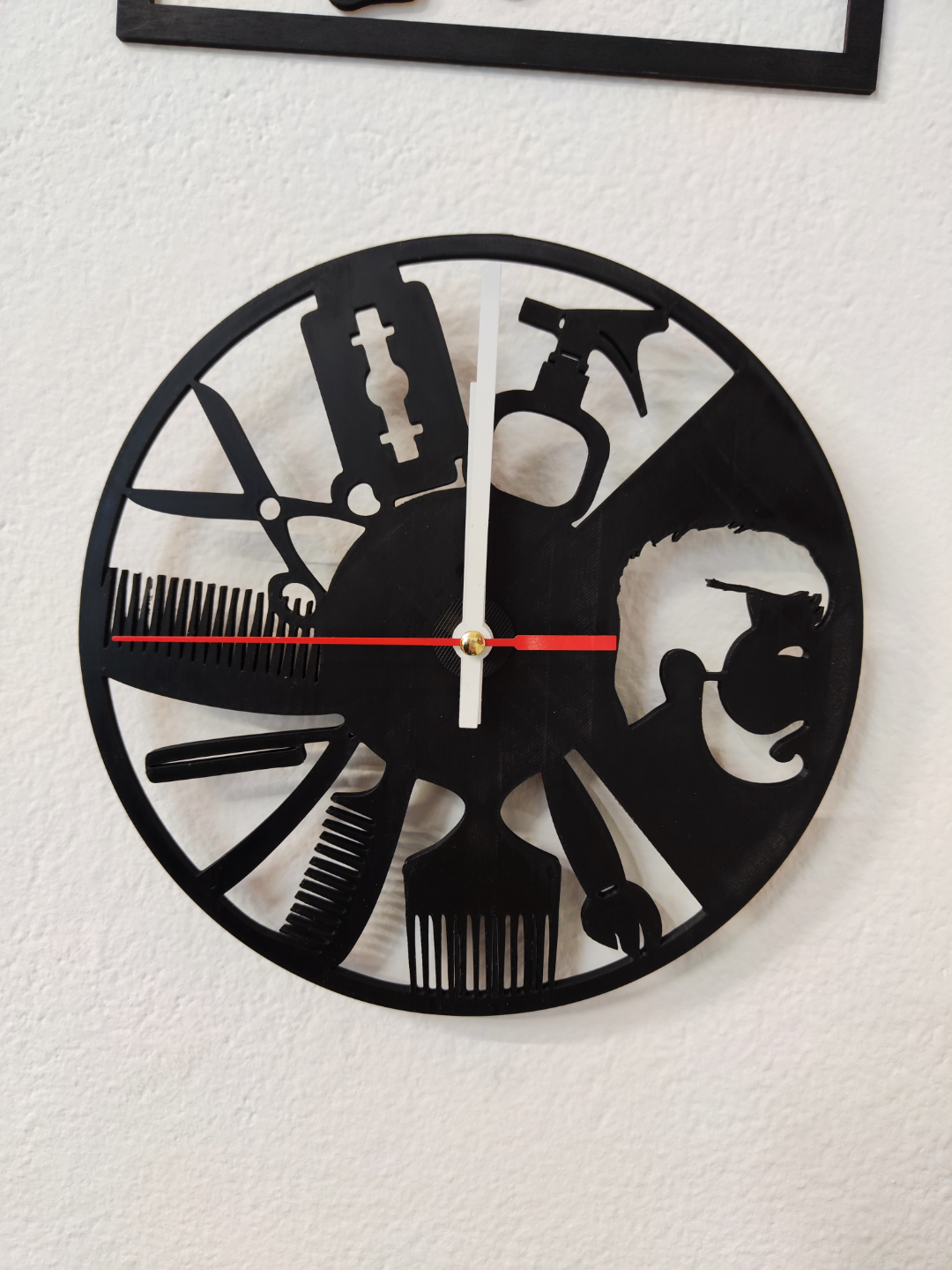 Barber Theme 3D Printed Wall Clock – Modern Salon Decor Designer Clock (Approx 18 to 24 cm Size)
