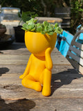 Cute Sitting Man Planter Pot – 3D Printed Succulent Plant Pot | Modern Desk Planter for Home & Office Decor (Approx 15 to 18 cm)