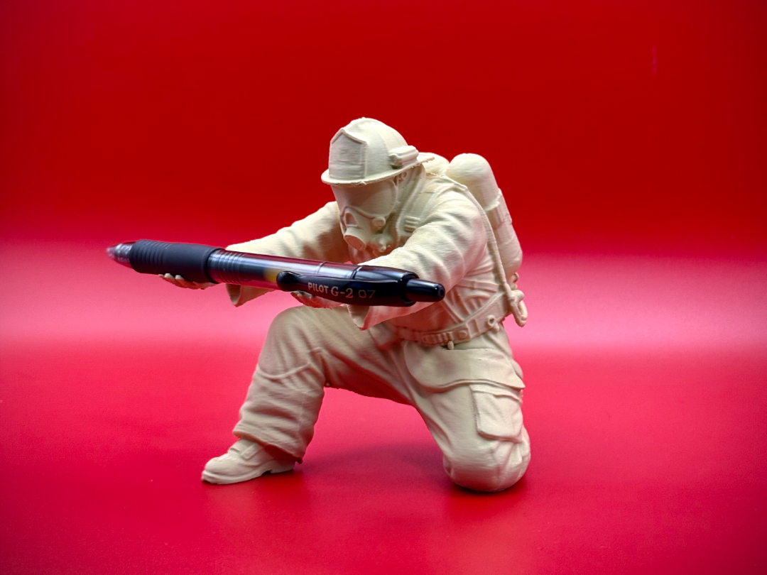 Creative Firefighter Pen Holder Statue – Unique Desk Decor Showpiece