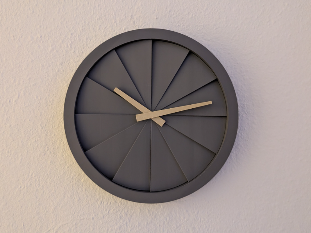Modern 3D Printed Round Wall Clock – Minimalist Grey Designer Clock (Approx. 22 cm Size)