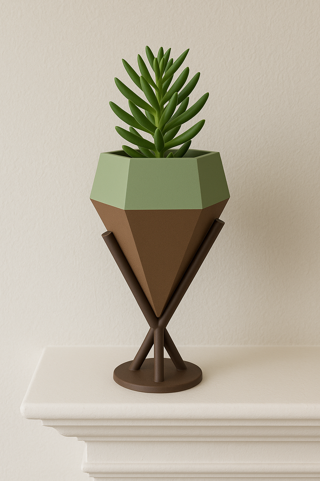 Modern Geometric Planter with Stand – Decorative Indoor Plant Pot
