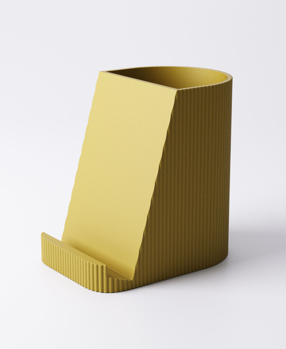 Modern Ribbed Phone Stand with Pen Holder – 2-in-1 Desk Organizer (3D Printed)