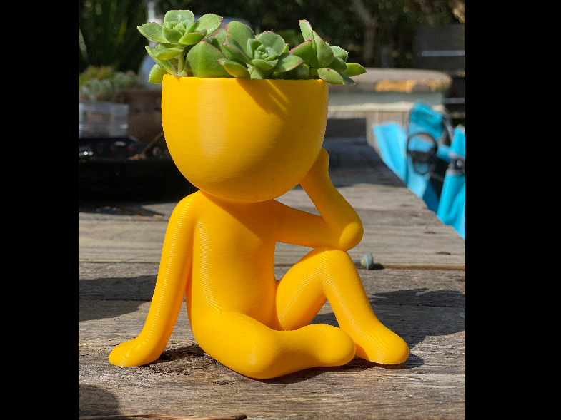 Cute Sitting Man Planter Pot – 3D Printed Succulent Plant Pot | Modern Desk Planter for Home & Office Decor (Approx 15 to 18 cm)