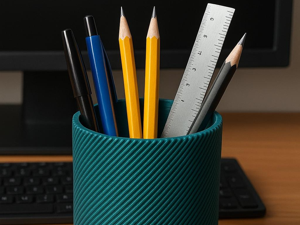 Sevenart3D Textured Desk Pencil Holder – Modern Office Organizer