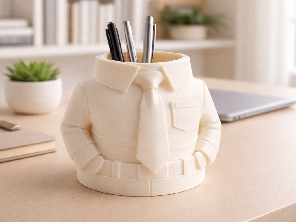 Formal Shirt & Tie Pen Holder – Creative Office Desk Organizer (3D Printed)