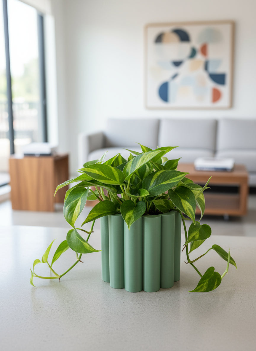 Modern Fluted Planter Pot – Minimalist Indoor Plant Holder