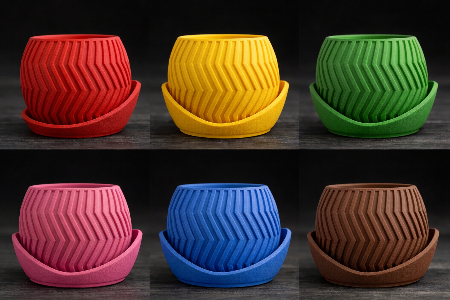 7Art 3D Geometric Textured Plant Pot with Drainage Tray – Modern Decorative Planter