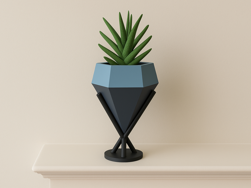 Modern Geometric Planter with Stand – Decorative Indoor Plant Pot